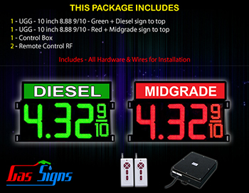 Gas Signs Diesel  - 1 Red Midgrade and 1 Green