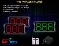 LED Gas Signs Custom Red-2 Green-1 8" Digit Height