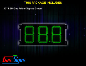 LED Gas Price Display 10 inch - 88.8 Green Sign