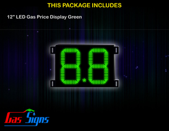 Gas Price LED Sign 12 inch - 8.8 Green Sign