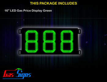 LED Gas Price Display 16 inch - 888 Green Sign