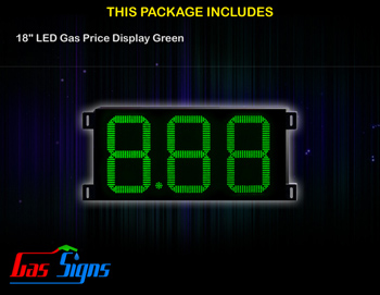 18 inch Gas Price LED Display - 8.88 Green Sign