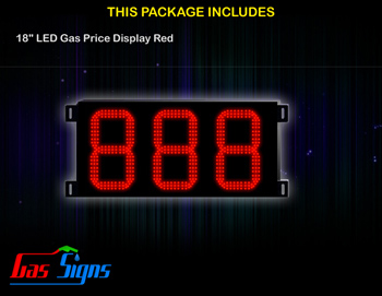 Gas Price LED Display 18 inch - 888 Red Sign