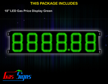 Gas Price LED Display 18 inch - 8888.88 Green Sign