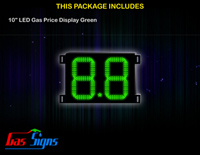 LED Gas Price Display 10 inch - 8.8 Green Sign