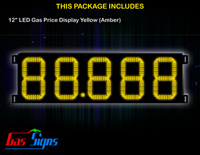Gas Price LED Sign 12 inch - 88.888 Yellow Sign