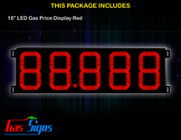 Gas Price LED Display 18 inch - 88.888 Red Sign