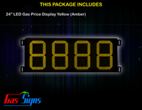 Gas Price LED Sign 24 inch - 8888 Yellow Sign