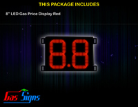 Gas Price LED Sign 8 inch - 8.8 Red Sign