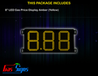 Gas Price LED Sign 8 inch - 8.88 Yellow Sign