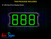 Gas Price LED Sign 8 inch - 888 Green Sign
