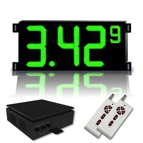 Gas Price LED Sign (Digital) 8 Inch Green with 3 Large Digits & 1 small digit - Complete Package w/ RF Remote Control
