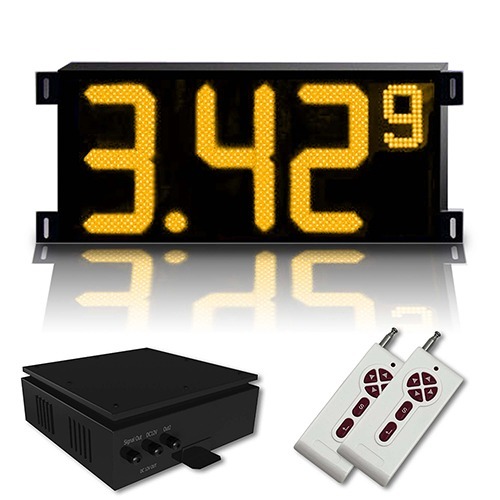 Gas Price LED Sign (Digital) 8 Inch Amber (Yellow) with 3 Large Digits & 1 small digit - Complete Package w/ RF Remote Control