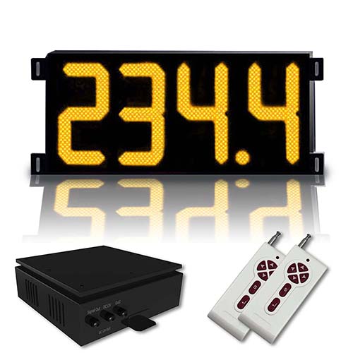 Gas Price LED Sign (Digital) 8 Inch Amber (Yellow) with 4 Large Digits - Complete Package w/ RF Remote Control