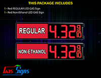 Gas Signs Non Ethanol - 1 Red Regular and 1 Red