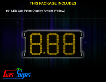 LED Gas Price Display 10 inch - 8.88 Yellow Sign