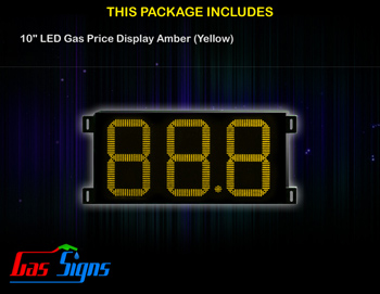 LED Gas Price Display 10 inch - 88.8 Yellow Sign