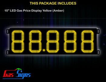 LED Gas Price Display 10 inch - 88.888 Yellow Sign