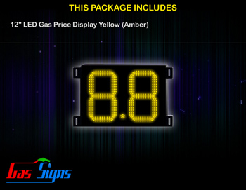 Gas Price LED Sign 12 inch - 8.8 Yellow Sign