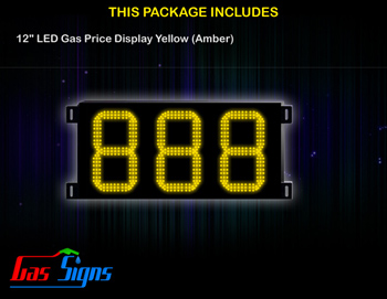 Gas Price LED Sign 12 inch - 888 Yellow Sign