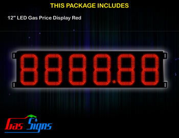 Gas Price LED Sign 12 inch - 8888.88 Red Sign