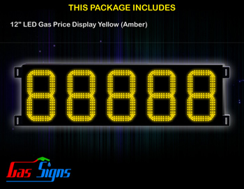 Gas Price LED Sign 12 inch - 88888 Yellow Sign