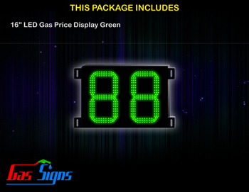LED Gas Price Display 16 inch - 88 Green Sign