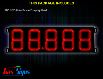 Gas Price LED Display 18 inch - 88.888 Red Sign