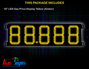 Gas Price LED Display 18 inch - 88.888 Yellow Sign