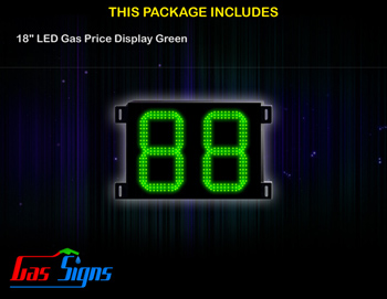 Gas Price LED Display 18 inch - 88 Green Sign