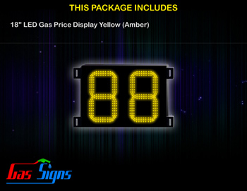 Gas Price LED Display 18 inch - 88 Yellow Sign