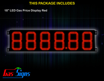 Gas Price LED Display 18 inch - 8888.88 Red Sign