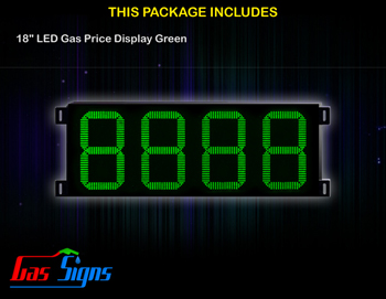 Gas Price LED Display 18 inch - 8888 Green Sign