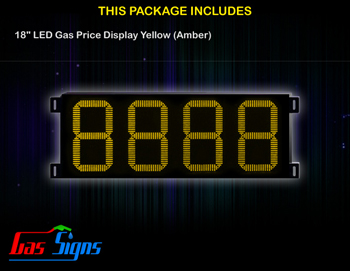 Gas Price LED Display 18 inch - 8888 Yellow Sign