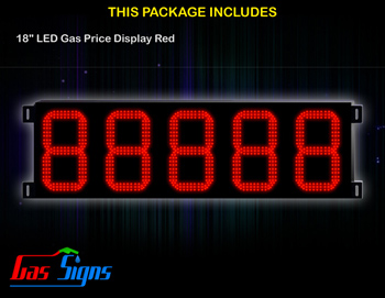 18 inch Gas Price LED Display - 88888 Red Sign
