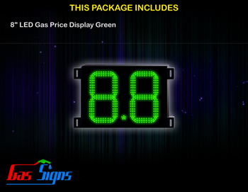 Gas Price LED Sign 8 inch - 8.8 Green Sign