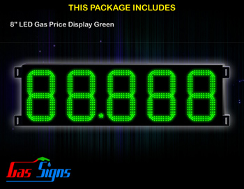 Gas Price LED Sign 8 inch - 88.888 Green Sign