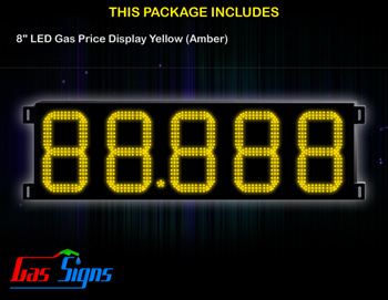 Gas Price LED Sign 8 inch - 88.888 Yellow Sign