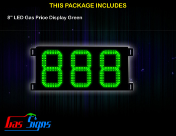 Gas Price LED Sign 8 inch - 888 Green Sign