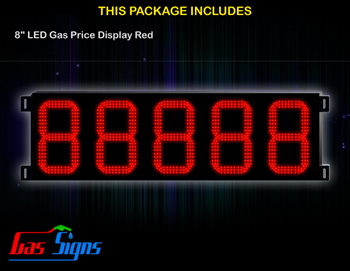 Gas Price LED 8 inch Sign - 88888 Red Sign