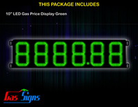 LED Gas Price Display 10 inch - 8888.88 Green Sign