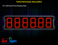 LED Gas Price Display 10 inch - 8888.88 Red Sign