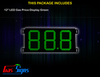 Gas Price LED Sign 12 inch - 88.8 Green Sign