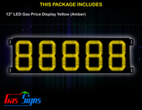 Gas Price LED Sign 12 inch - 88888 Yellow Sign