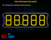 Gas Price LED Display 18 inch - 88.888 Yellow Sign