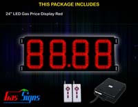 Gas Price LED Sign 24 inch - 88.88 Red Sign - Complete Package w/ RF Remote Control