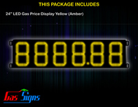 Gas Price LED Sign 24 inch - 8888.88 Yellow Sign