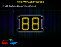 Gas Price LED Sign 8 inch - 88 Yellow Sign